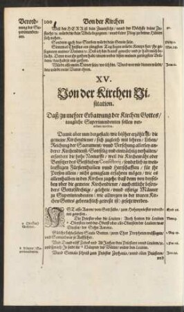XV. Von der Kirchen Visitation.