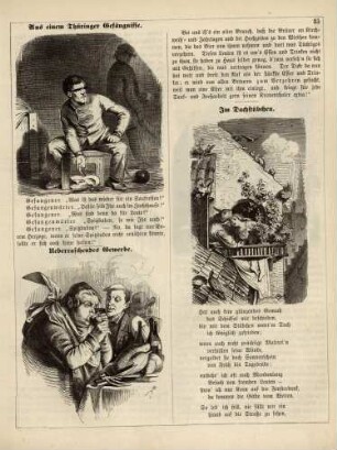 "Aus einem Thüringer Gefängnisse" "Ueberraschendes Gewerbe" "Im Dachstübchen"