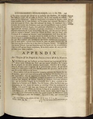 Appendix Sur l´Origine & les Progrès de l´Idolatrie & de la Magie.