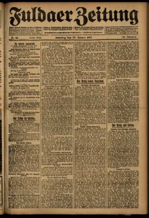 Erste Ausgabe vom Samstag, den 20. Januar 1917.