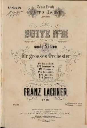 Suite N.o III in 6 Sätzen : für großes Orchester ; op. 122