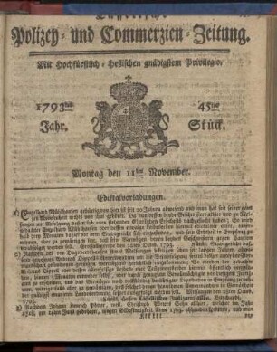 45tes Stueck, Montag den 11ten November 1793