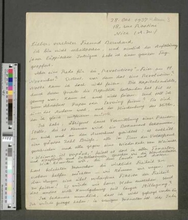 Brief an Georg Bernhard