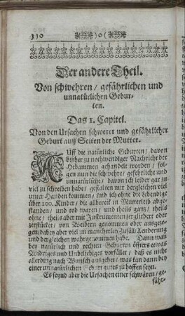 Der andere Theil. Von schwehren, gefährlichen und unnatürlichen Geburten.