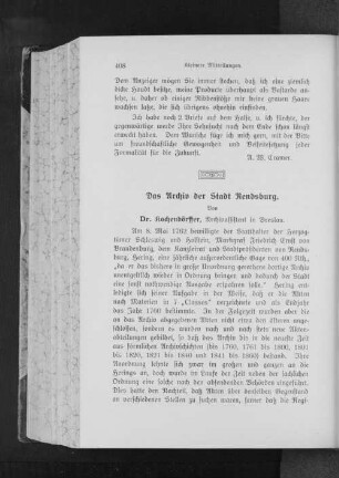 Das Archiv der Stadt Rendsburg.