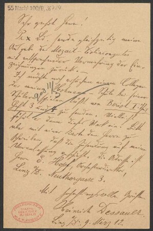 Brief an B. Schott's Söhne : 09.03.1912