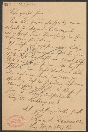 Brief an B. Schott's Söhne : 09.03.1912