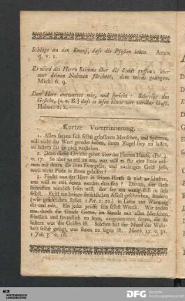 Kurtze Vorerrinnerung.