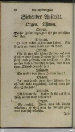 Siebender Auftritt. Orgon. Lisimon
