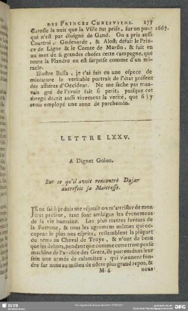 Lettre LXXV [i.e. LXXVI]. A Dignet Golou