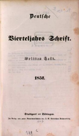 Deutsche Vierteljahrs-Schrift. 1852,3/4