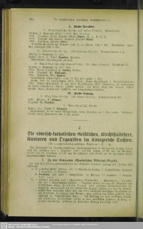 J. Die römisch-katholischen Geistlichen, Kirchschullehrer, Kantoren und Organisten im Königreiche Sachsen
