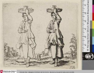 [Bäuerin, jeweils im Profil gesehen; Deux figures de la même femme vue de trois quart]
