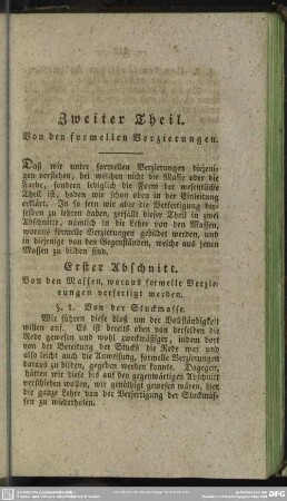 Zweiter Theil. Von den formellen Verzierungen