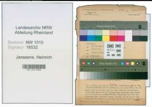 Entnazifizierung Heinrich Janssens , geb. 21.05.1906 (Postschaffner)