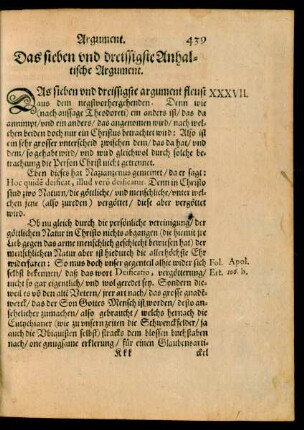 Das sieben und dreissigste Anhaltische Argument.