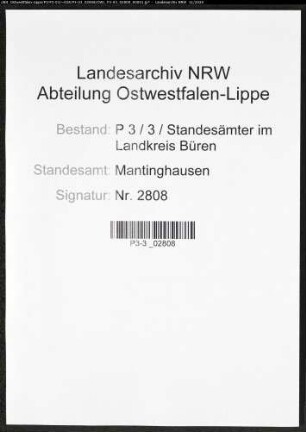 Sterberegister Standesamt Mantinghausen