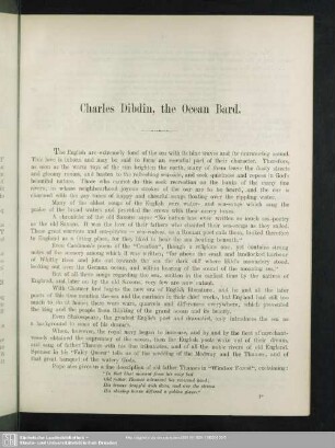 Charles Dibdin, the Ocean Bard
