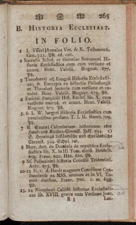 B. Historia Ecclesiast.