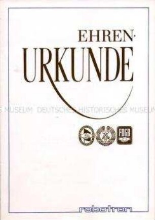 Ehrenurkunde des VEB Kombinat Robotron (blanko)