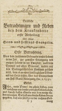erste Abtheilung über einige Sonn- und Feyertags-Evangelia