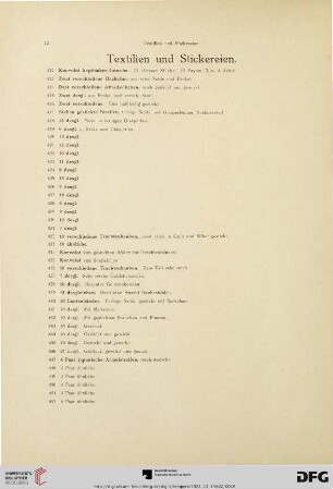 Textilien und Stickereien (Nr. 412-566)