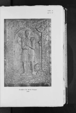 Tafel 21 zu S. 57. Grabstein für Gerdt Ranzau 1580