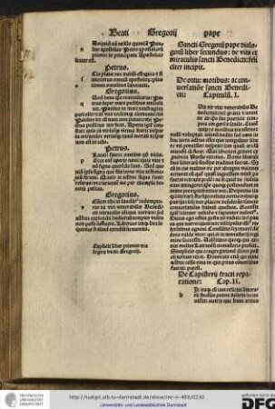 Sancti Gregorii pape dialogirum liber secundus, de vita et miraculis sancti Benedicti feliciter incipit.