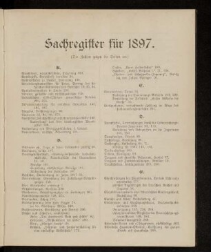 Sachregister für 1897.