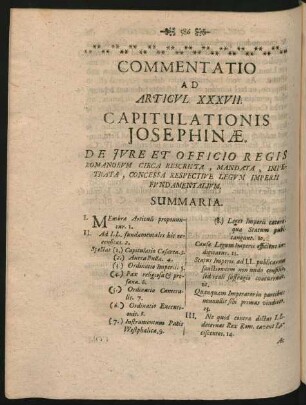 Commentatio Ad Articul. XXXVII. Capitulationis Josephinae. De Jure Et Officio Regis Romanorum Circa Rescripta, Mandata ...