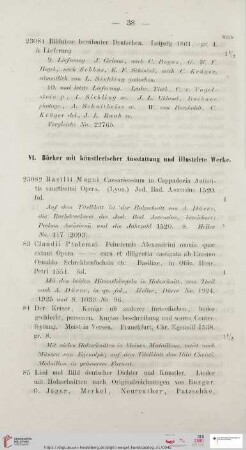 VI. Bücher mit künstlerischer Ausstattung und illustrirte Werke (Nr. 23082 - 23114)