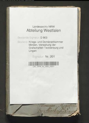 Revision und Verpachtung der Domänen in der Grafschaft Tecklenburg
