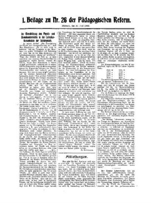 Mitteilungen : 1. Beilage zu Nr. 26 der Pädagogischen Reform