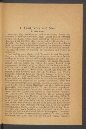 I. Land, Volk und Staat.