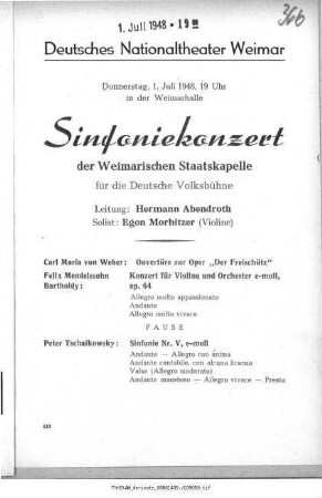 Sinfoniekonzert [...] für die Deutsche Volksbühne