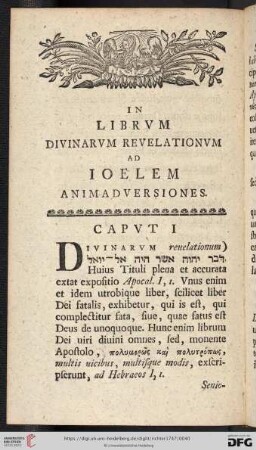 In librum divinarum revelationum ad ioelem animadversiones