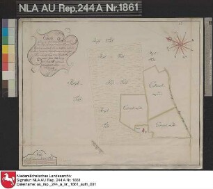 Lage der Heidländereien bei BRILL Kolorierte Zeichnung von F. W. Magott Papier auf Leinen Format 47,8x39,0 M 1:2.400