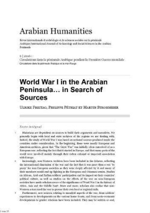 6: World War I in the Arabian Peninsula ... in search of sources