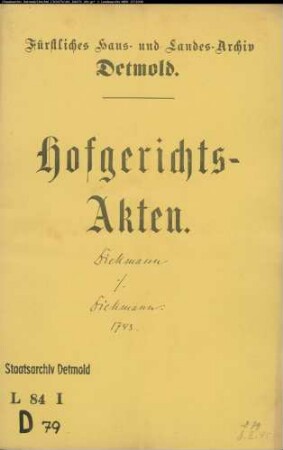 Diekmann, Kord zu Westorf (Amt Varenholz) gegen Witwe Diekmann zu Talle - Schuldforderung
