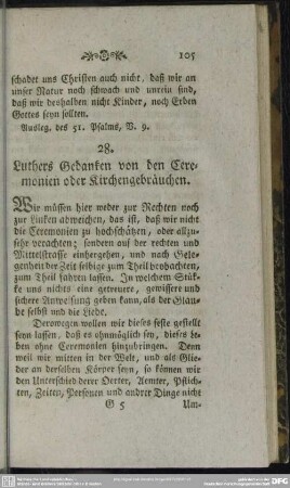 28. Luthers Gedanken von den Ceremonien oder Kirchengebräuchen