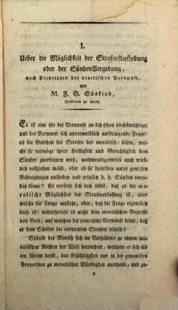 Magazin für christliche Dogmatik und Moral, deren Geschichte und Anwendung im Vortrag der Religion. 1, 1. 1796