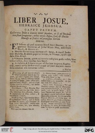 Liber Josue, Hebraice Jehosua
