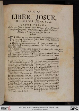 Liber Josue, Hebraice Jehosua