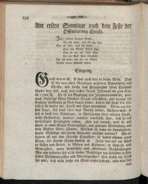 Am ersten Sonntage nach dem Feste der Offenbarung Christi