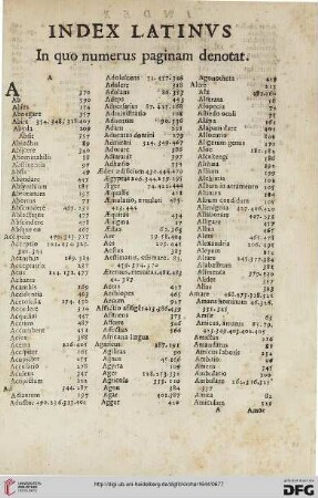 Index latinus