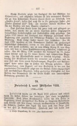 24. Friedrich I. und Wilhelm VIII. 1730 - 1760.