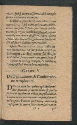 Caput V. De Dedicatione, & Consecratione templorum.