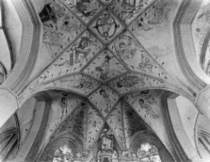 Herzberg (Elster), Marienkirche, Gewölbemalerei, Mittelschiff, 1. und 2. Joch; bis zum 15. Jh. St. Nikolai