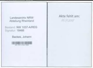 Entnazifizierung Johann Backes , geb. 06.03.1898 (Bahnbeamter)