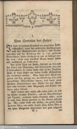 I. Vom Verkohlen des Holzes